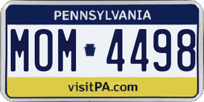 PA license plate MOM4498