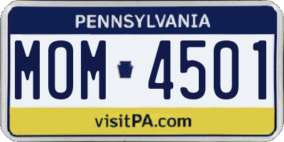 PA license plate MOM4501