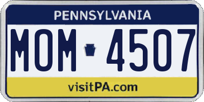 PA license plate MOM4507