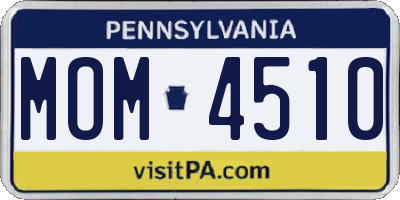 PA license plate MOM4510