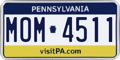 PA license plate MOM4511