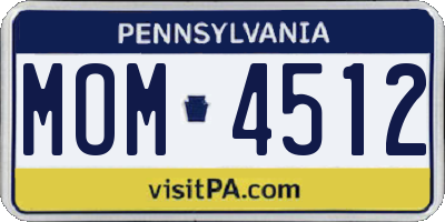 PA license plate MOM4512