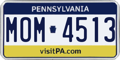 PA license plate MOM4513