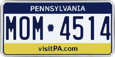 PA license plate MOM4514