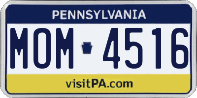 PA license plate MOM4516