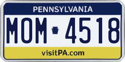 PA license plate MOM4518