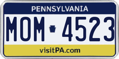 PA license plate MOM4523