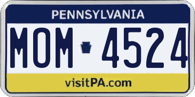 PA license plate MOM4524
