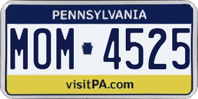 PA license plate MOM4525