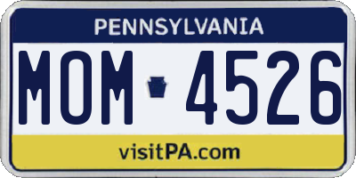 PA license plate MOM4526