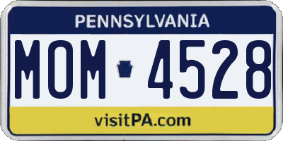 PA license plate MOM4528