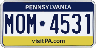 PA license plate MOM4531