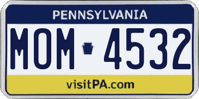 PA license plate MOM4532