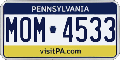 PA license plate MOM4533
