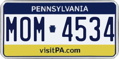 PA license plate MOM4534