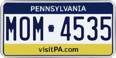PA license plate MOM4535