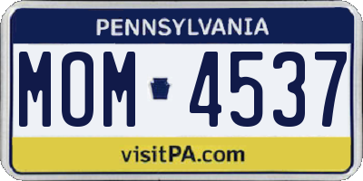 PA license plate MOM4537