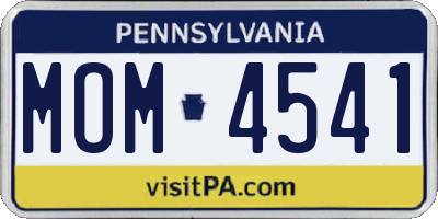 PA license plate MOM4541
