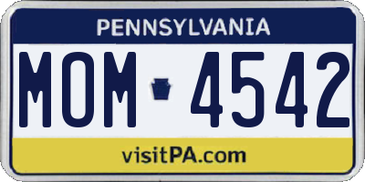 PA license plate MOM4542