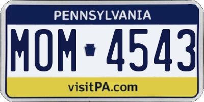 PA license plate MOM4543