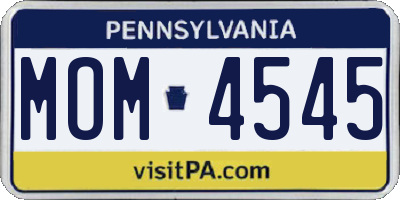 PA license plate MOM4545