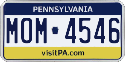 PA license plate MOM4546