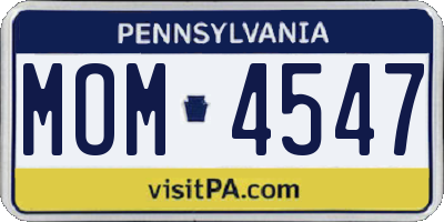 PA license plate MOM4547