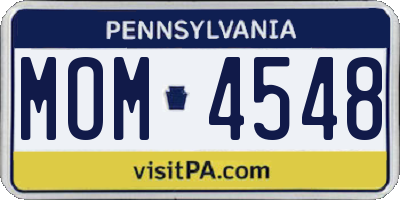 PA license plate MOM4548
