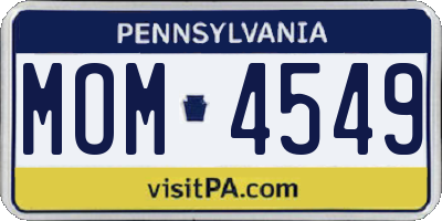PA license plate MOM4549