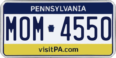 PA license plate MOM4550