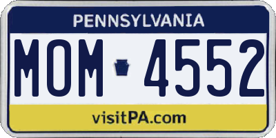 PA license plate MOM4552