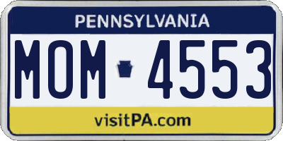 PA license plate MOM4553