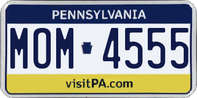 PA license plate MOM4555