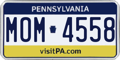 PA license plate MOM4558