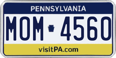 PA license plate MOM4560