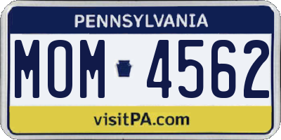 PA license plate MOM4562