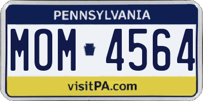 PA license plate MOM4564