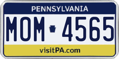 PA license plate MOM4565