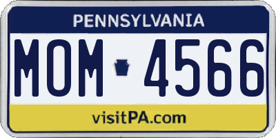 PA license plate MOM4566