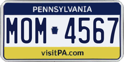 PA license plate MOM4567