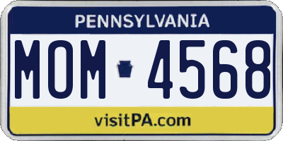 PA license plate MOM4568