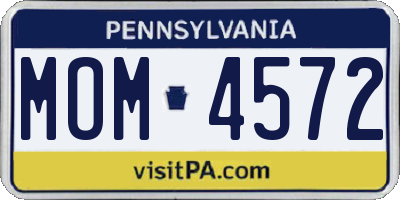 PA license plate MOM4572