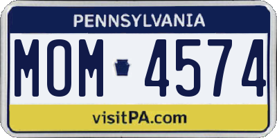 PA license plate MOM4574