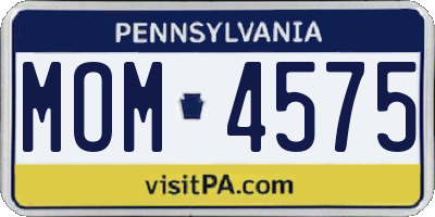 PA license plate MOM4575