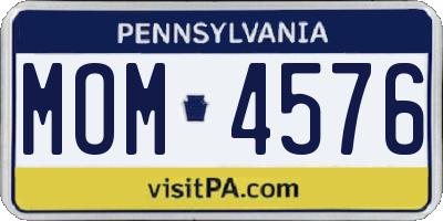 PA license plate MOM4576