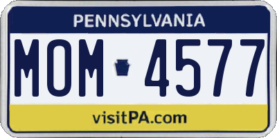 PA license plate MOM4577