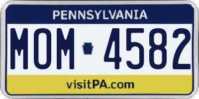 PA license plate MOM4582