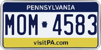 PA license plate MOM4583
