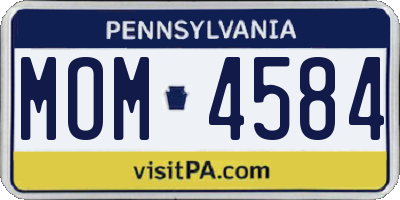 PA license plate MOM4584