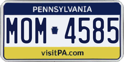 PA license plate MOM4585